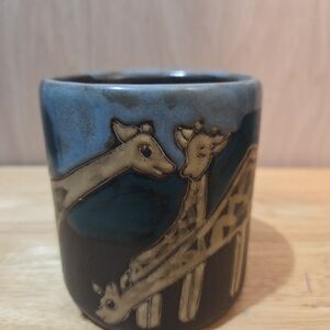 Artistic Giraffe Ceramic Mug - Blue and Brown